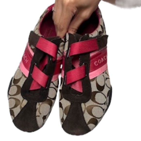 Coach JENNY Signature Trainers Sneakes Sz 8 Women Elastic Closure Patent - Picture 12 of 12